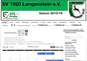Webseite des Sportvereins Langenstein